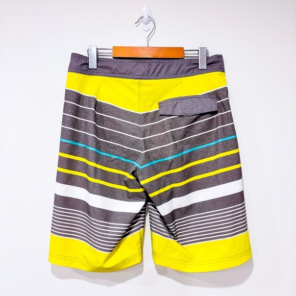 BAD BONES – Green & grey striped board shorts | Summer beach | Size 30 * - Picture 6 of 7